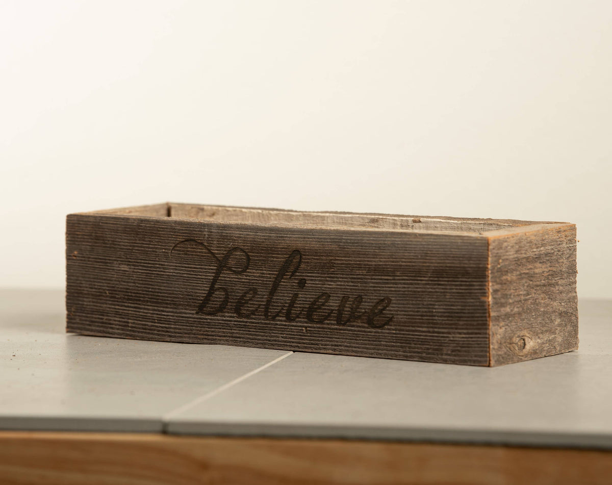 Reclaimed Wood Believe Succulent Planter - Medium