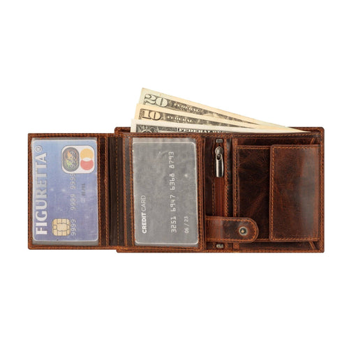 Philip Leather Trifold Wallet in Chestnut