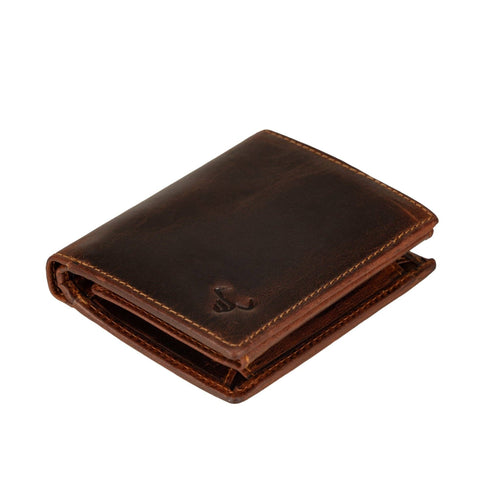 Philip Leather Trifold Wallet in Chestnut