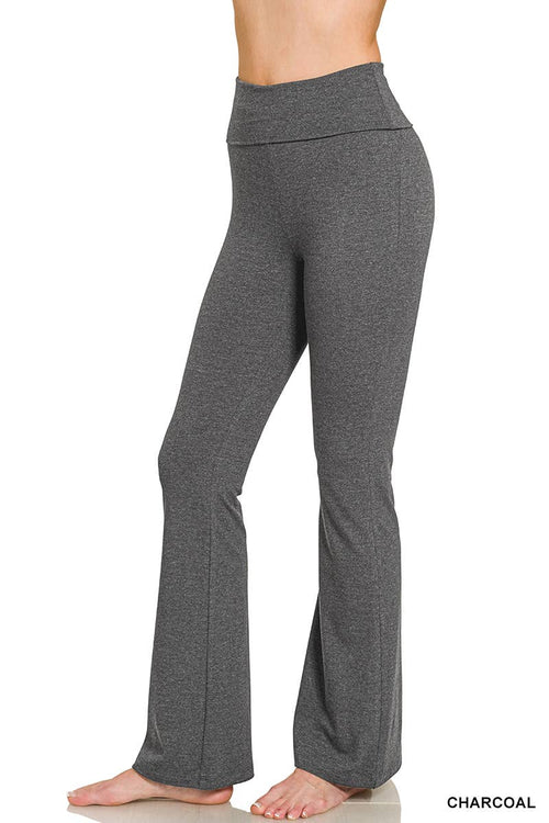 Gray yoga pants on a white background