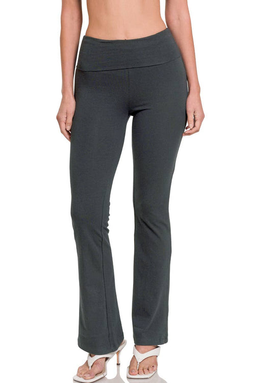 `Premium Cotton High-waist / Fold-over Flare Leggings