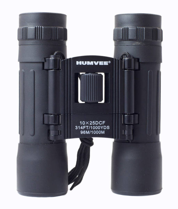 Black binoculars with 'Humvee' branding on a white background