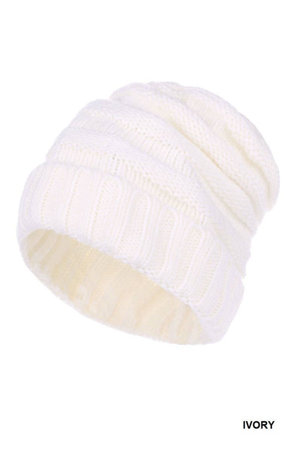 Knit Beanies Ivory Waffle
