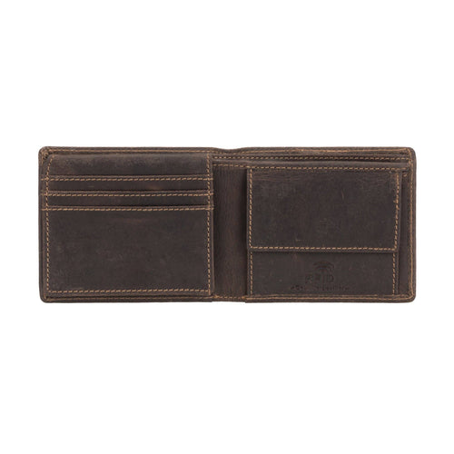 Brown leather wallet on a white background