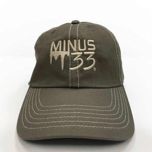 Green baseball cap with 'MINUS 33' logo on a white background