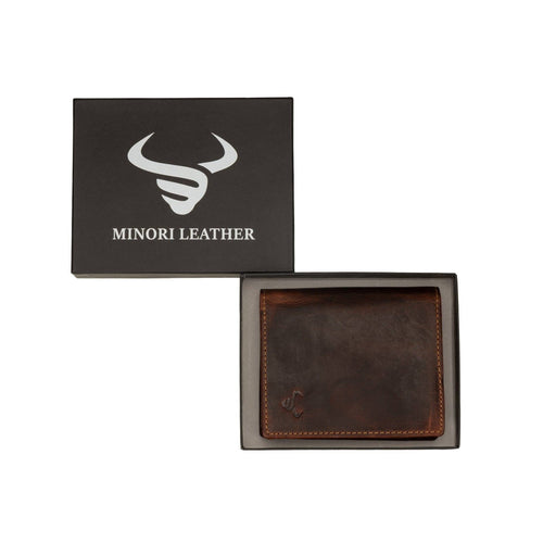 Philip Leather Trifold Wallet in Chestnut