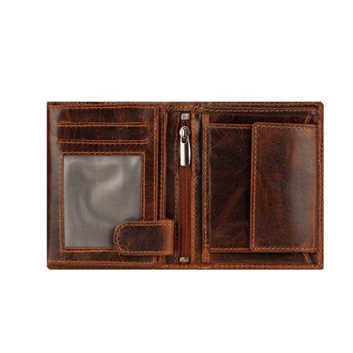 Philip Leather Trifold Wallet in Chestnut