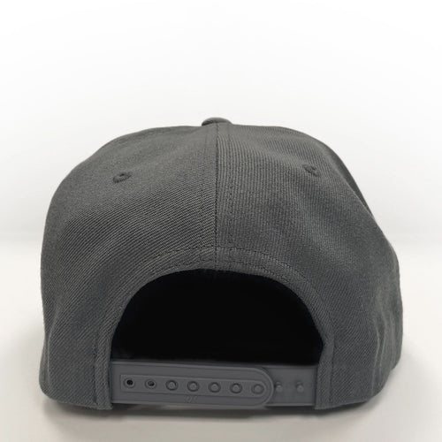 Gray cap with a flat brim on a white background
