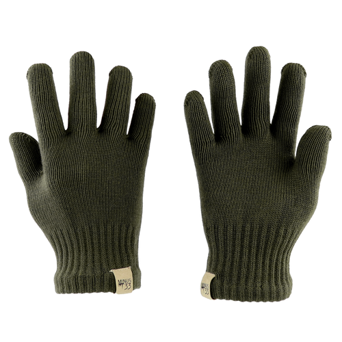 Pair of green gloves on a white background