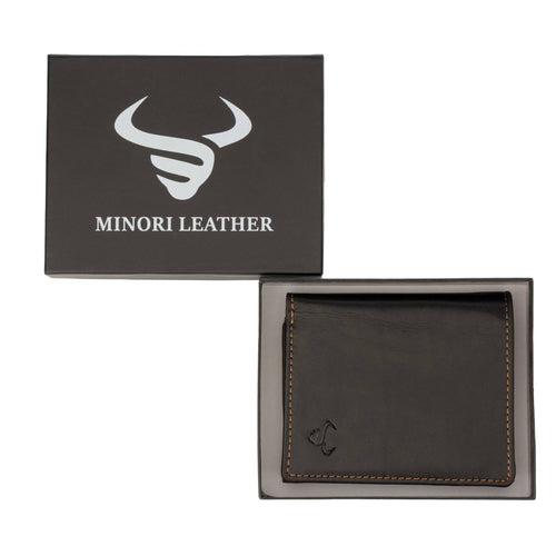 Philip Leather Trifold Wallet in Brown