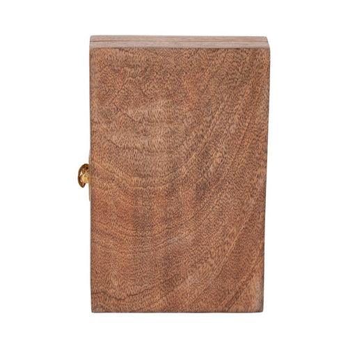 Box - Brown Wooden Rectangular Crafted Cards and Dice, 7 in.