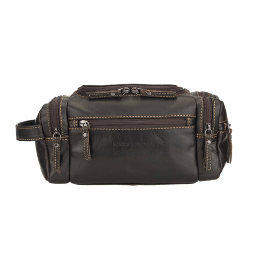Premium Leather Toiletry Bag, Dopp Kit – Winston – Brown
