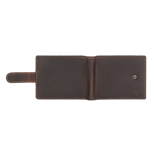 Brown leather wallet on a white background