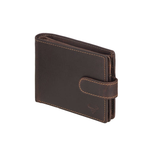 Brown leather wallet on a white background