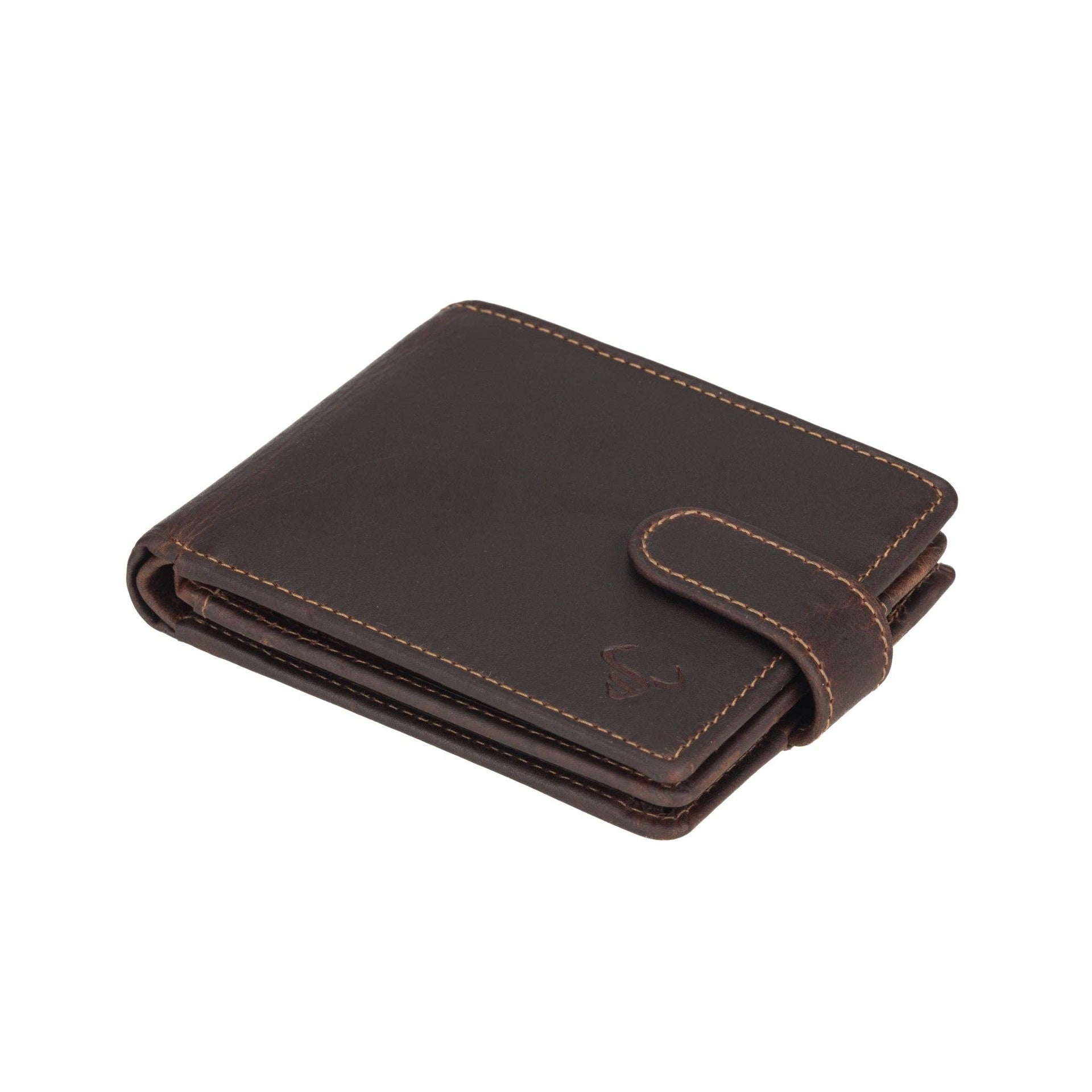 Brown leather wallet on a white background