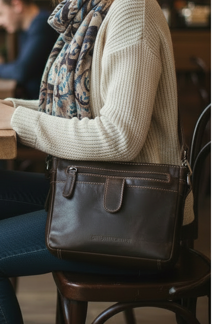 Kingston Leather Crossbody Bag – Unisex – Brown