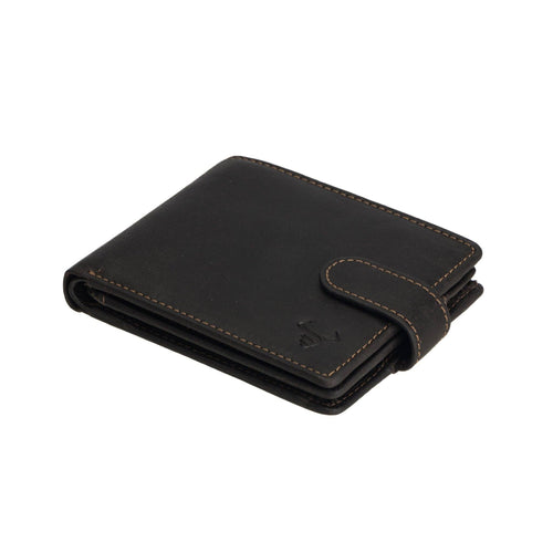 Black leather wallet on a white background