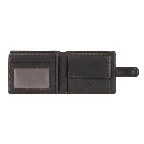 Black leather wallet on a white background