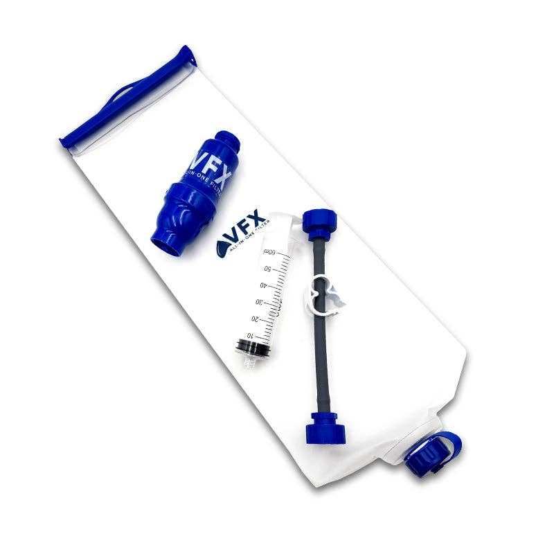 Blue and black VFX equipment on a white background