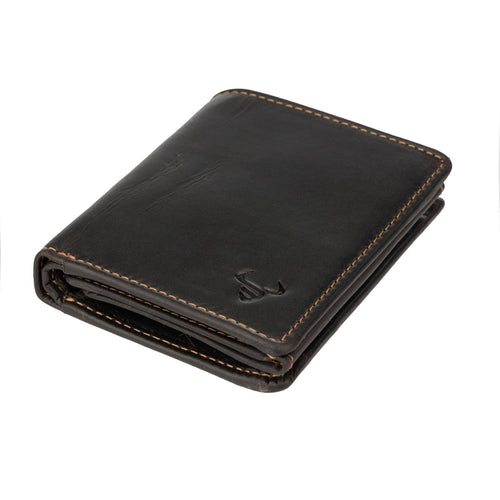 Philip Leather Trifold Wallet in Brown