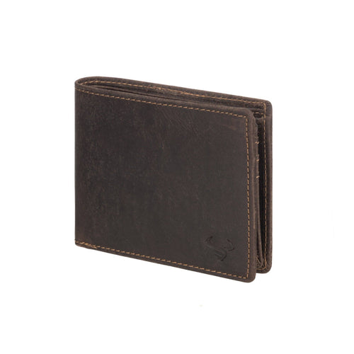 Brown leather wallet on a white background