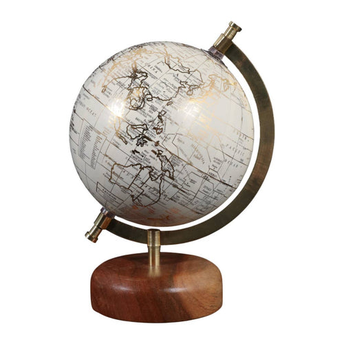 Resin Wood Base Globe Sculpture - Natural, 10 in.