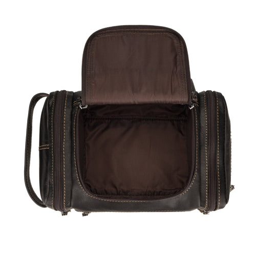 Premium Leather Toiletry Bag, Dopp Kit – Winston – Brown