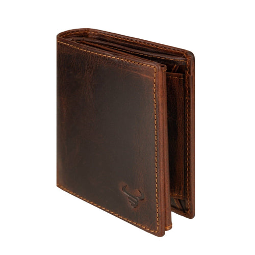 Philip Leather Trifold Wallet in Chestnut
