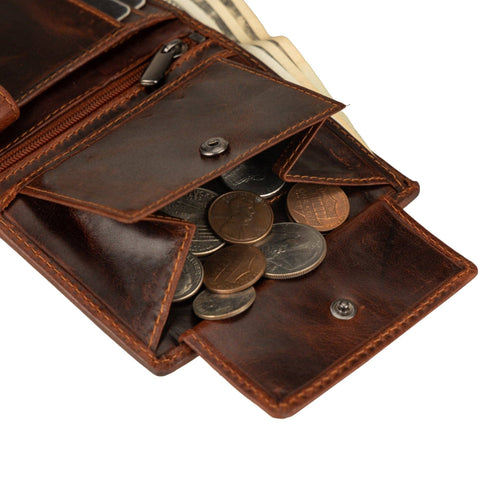 Philip Leather Trifold Wallet in Chestnut