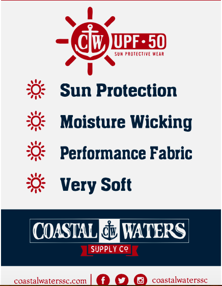 Coastal Waters Supply Co sun protection product features on a white background