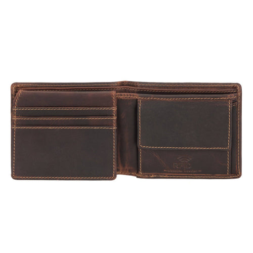 Brown leather wallet on a white background