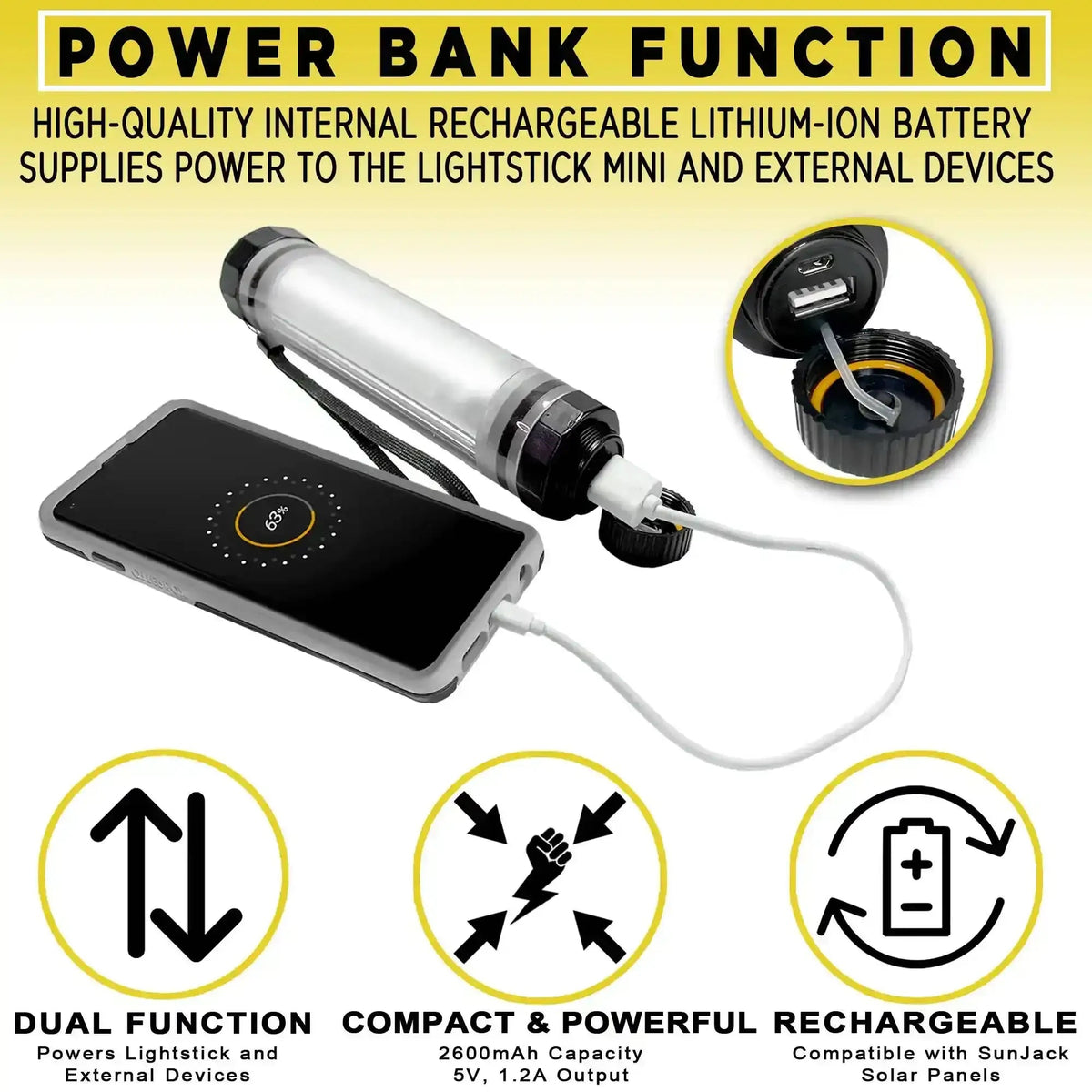 Lightstick Mini with power bank function charging phone, dual-purpose portable rechargeable device
