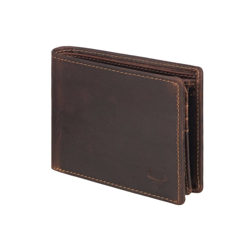 Brown leather wallet on a white background